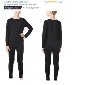 NWT 32 Degrees Kid’s Crew Neck Long Sleeve Base Layer Top Size Unisex Sm…